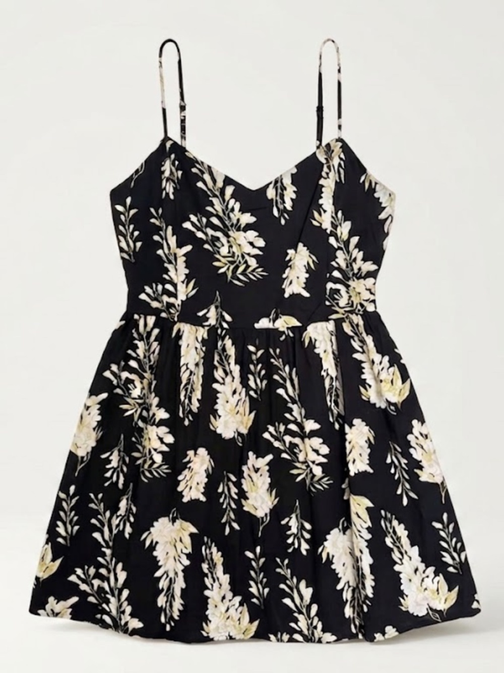 H&M Black Floral Smocked Cami Dress Yellow White Flowers Medium
